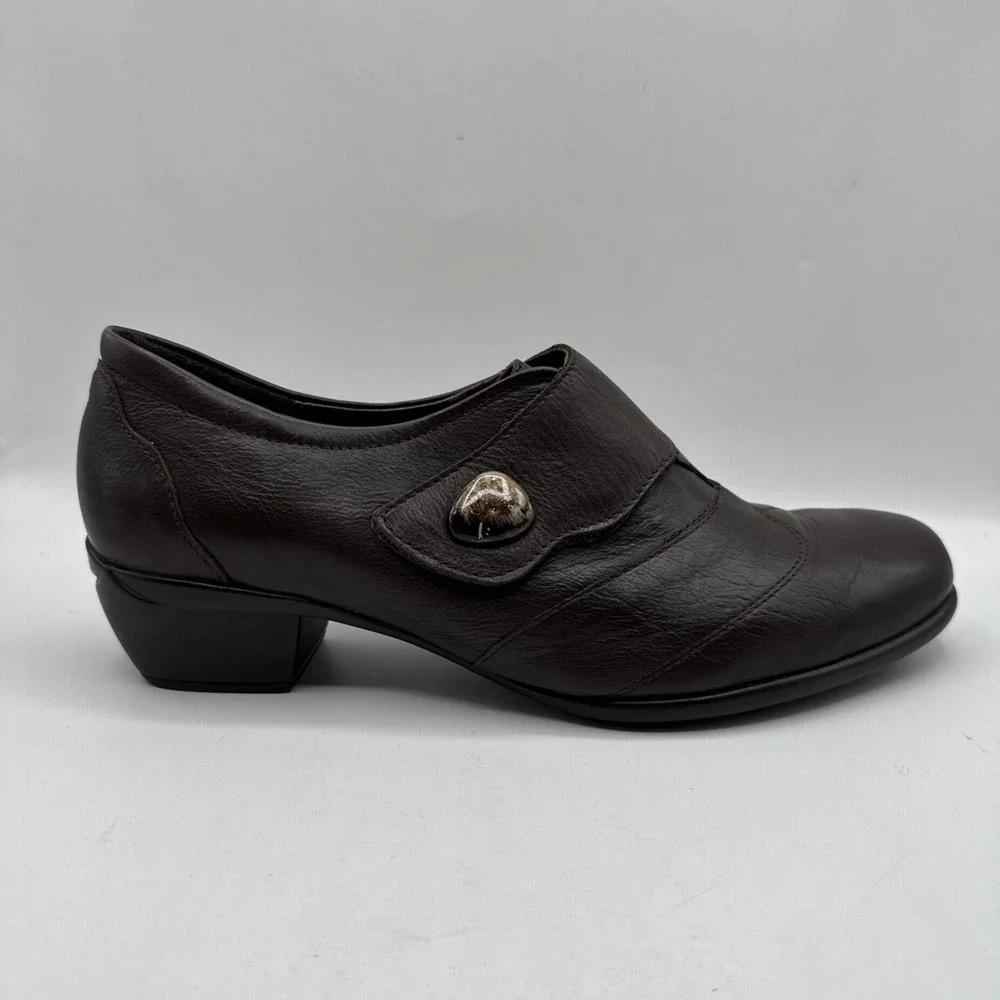 Romika Boots Womens 41‎ Casual Slip On Low Ankle Bootie Dark Brown Leather Heels